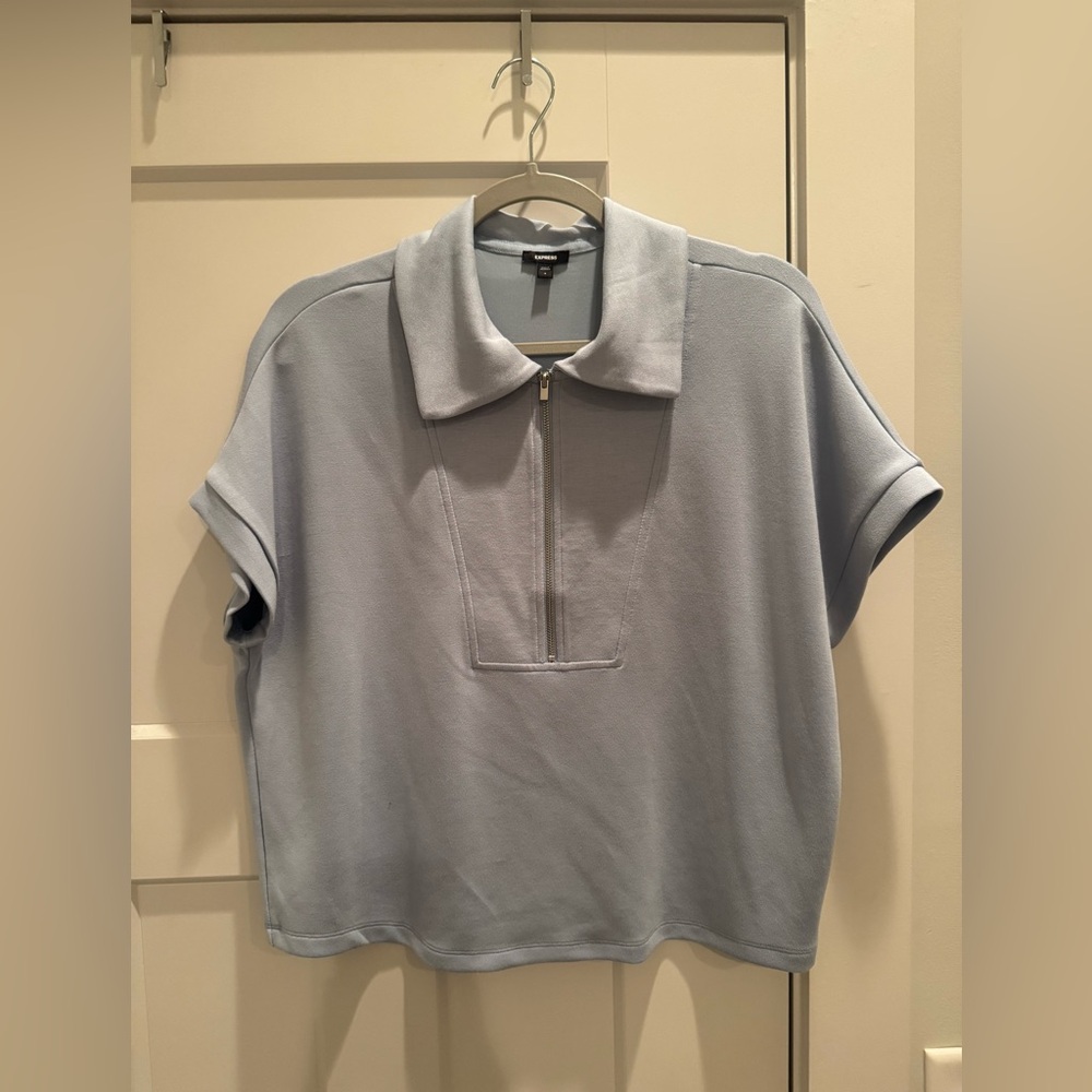 Express Light Blue Zip-Up Sweatshirt